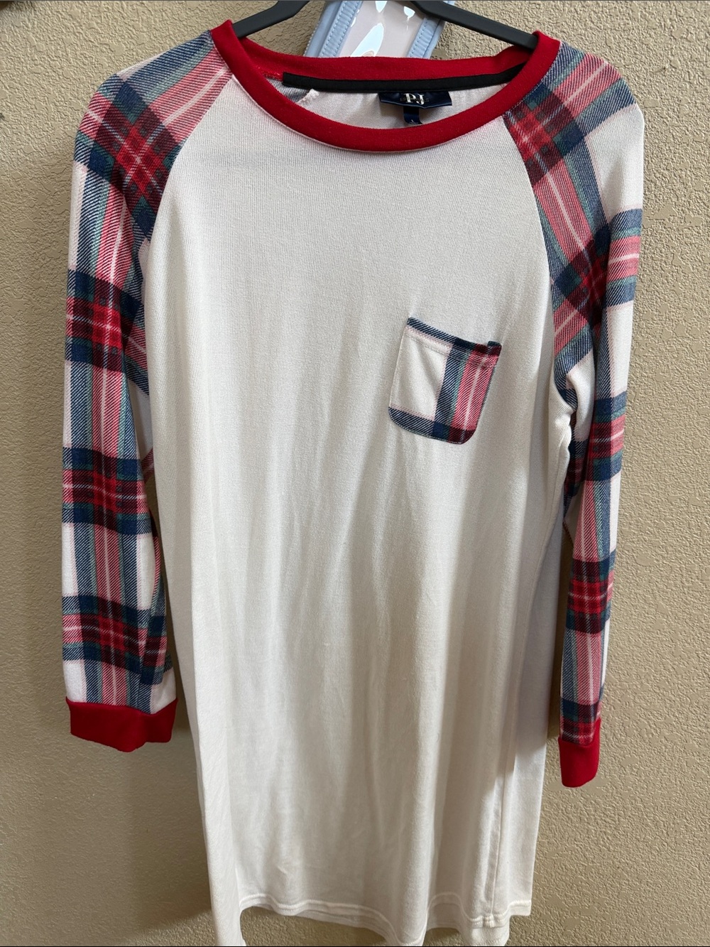 Essentials Cream Top with Red and Black Trim
